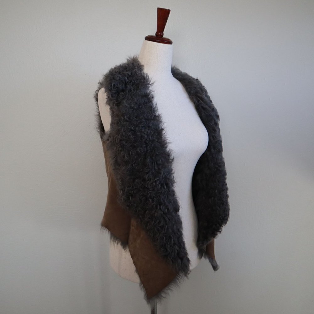 Antik Batik Brown Fur Lined Vest Size XS
